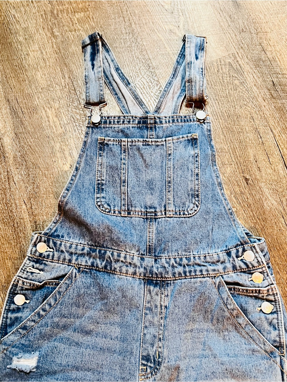 Arizona Jean Co Distressed Denim Bib Overalls Medium Relaxed Carpenter Y2K - Picture 6 of 13